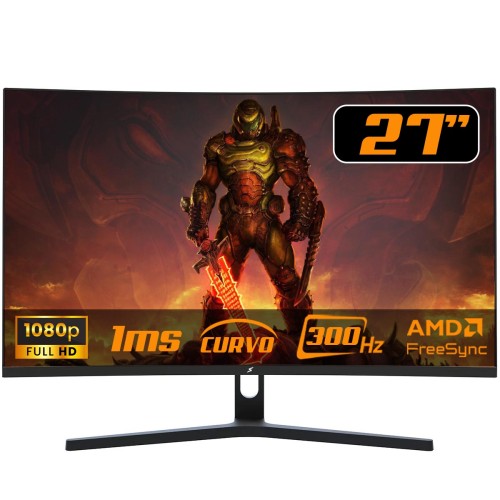 Monitor Gamer SuperFrame Precision, 27 Pol, Curvo, Full HD, 1ms, 300Hz, FreeSync, HDMI/DP, Preto, SFPCB-27300-FHD - Open Box