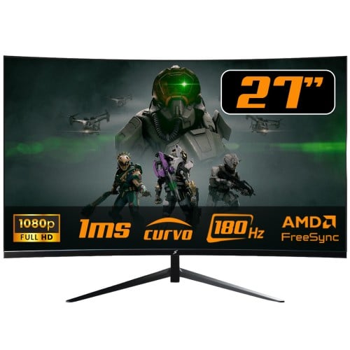 Monitor Gamer SuperFrame Precision, 27 Pol, Full HD, Curvo, VA, 180Hz, 1ms, HDR, G-Sync/FreeSync, HDMI/DP, SF-MN-PRE27FSVCD1B