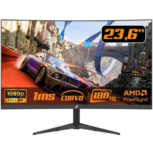 Monitor Gamer SuperFrame Precision Ultra V3, 23.6 Pol, Curvo, Full HD, VA, 1ms, 180Hz, RGB, FreeSync/G-Sync, HDMI/DP, SFPCB-24180-FHD - Open Box