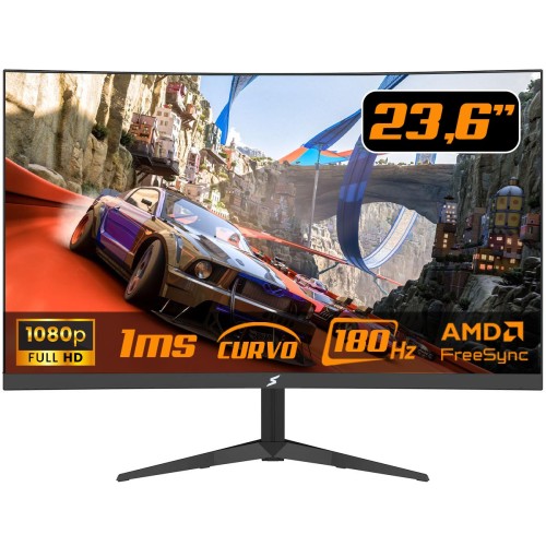 Monitor Gamer SuperFrame Precision Ultra V3, 23.6 Pol, Curvo, Full HD, VA, 1ms, 180Hz, RGB, FreeSync/G-Sync, HDMI/DP, SFPCB-24180-FHD