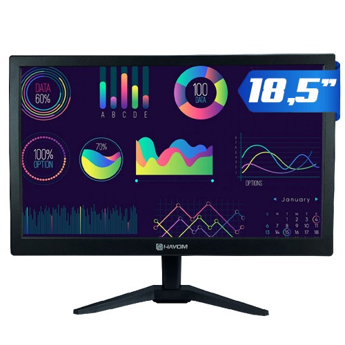 Monitor Hayom, 18,5 Pol, LED, 75Hz, HDMI/VGA, VESA, Preto, MO6007