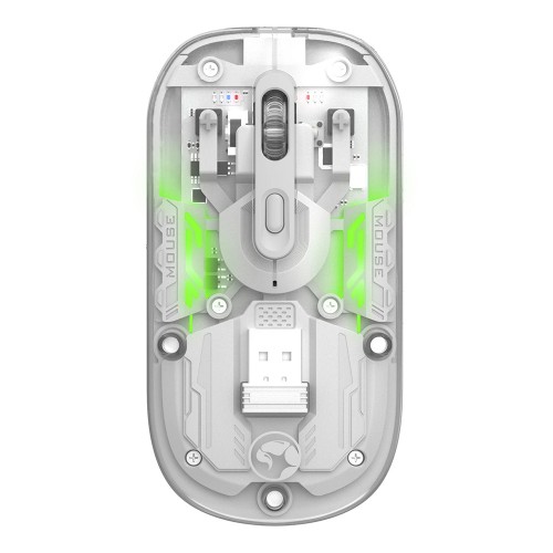 Mouse Gamer Marvo M808W Prism 20W, RGB, 2.4G/Bluetooth, 1600 DPI, 4 Botões, Transparente