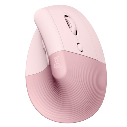 Mouse Logitech Lift, Vertical, Sem Fio/Bluetooth, 4000 DPI, 6 Botões, Rosa, 910-006472