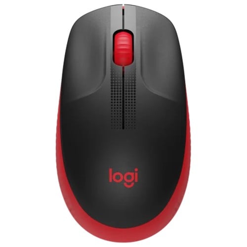 Mouse Logitech M190, Sem Fio, 1000 DPI, 3 Botões, Preto e Vemelho