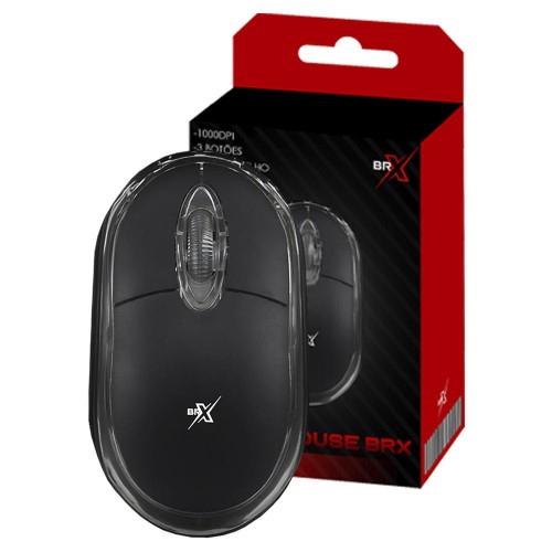 Mouse Office BRX, 1000 DPI, LED Vermelho, 3 Botões, Black, 51049225