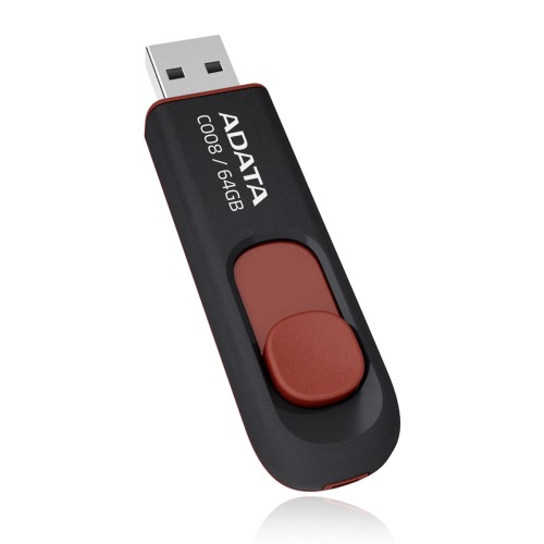 Pendrive Adata C008, 32GB, USB 2.0, Preto e Vermelho, AC008-32G-RKD