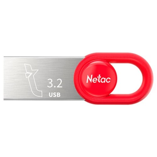Pendrive Netac UM2, 128GB, USB 3.2, Prata e Vermelho, NT03UM2N-128G-32RE