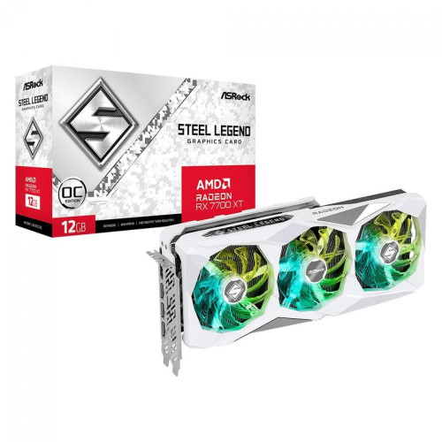 ASRock Radeon RX 7700 XT 12GB OC 新品 Placa de Vídeo AsRock AMD Radeon RX 7700 XT Steel Legend OC, 12GB