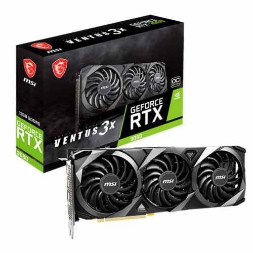 Placa de Vídeo MSI NVIDIA GeForce RTX 3060 VENTUS 3X 12G OC, LHR, 12GB,  GDDR6, DLSS, Ray Tracing