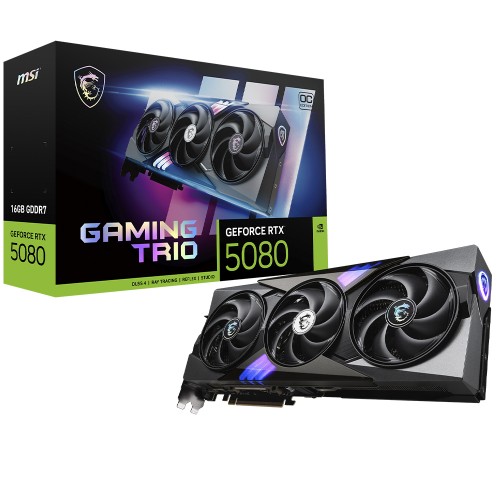 Placa de Vídeo MSI NVIDIA GeForce RTX 5080 Gaming Trio OC, 16GB