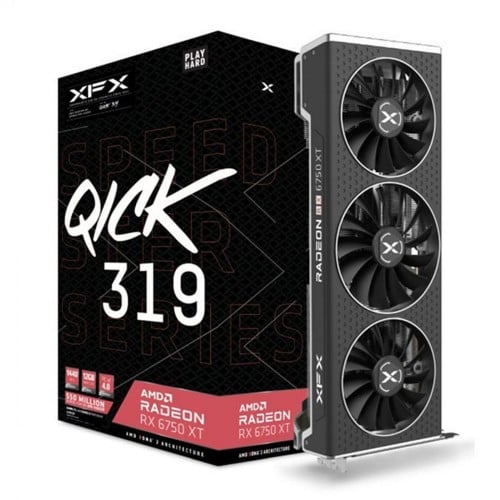 Placa de Vídeo XFX AMD Radeon RX 6750 XT Speedster QICK 319, 12GB, GDDR6, FSR, Ray Tracing, RX-675XYJFDP - Open Box