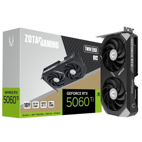 Placa de Vídeo Zotac Gaming NVIDIA GeForce RTX 5060 Ti Twin Edge OC, 16GB, GDDR7, DLSS, Ray Tracing, ZT-B50620H-10A