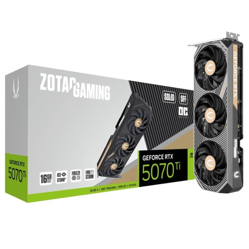 Placa de Vídeo Zotac Gaming NVIDIA GeForce RTX 5070 Ti Solid SFF OC, 16GB, GDDR7, DLSS, Ray Tracing, ZT-B50710J3-10A