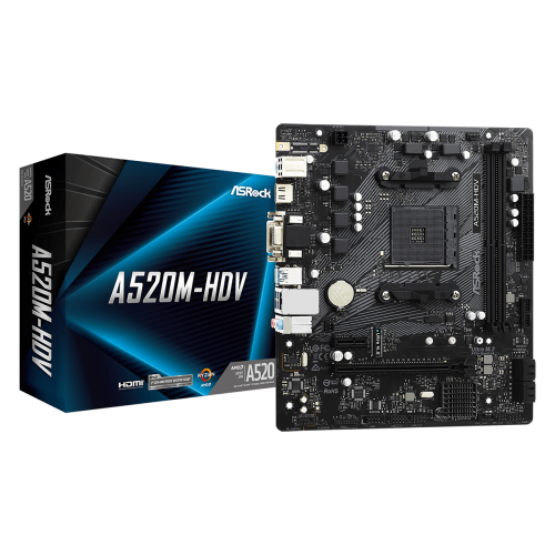 Placa Mãe ASRock A520M-HDV, A520, AMD AM4, mATX, DDR4
