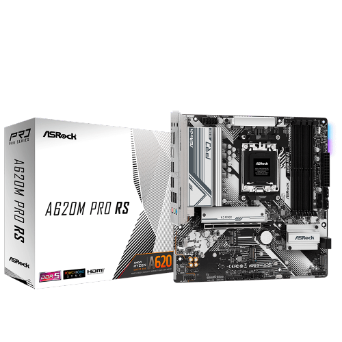 Placa Mãe ASRock A620M Pro RS, Chipset A620, AMD AM5, M-ATX, DDR5, 90-MXBLN0-A0UAYZ