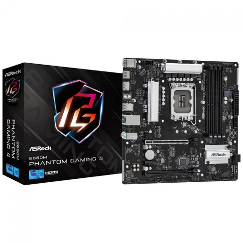 Placa Mãe AsRock B660M Phantom Gaming 4, Chipset B660, Intel LGA 1700, mATX, DDR4, 90-MXBIQ0-A0BAY1Z