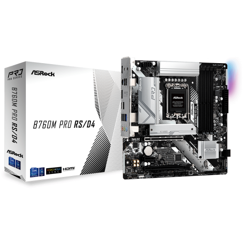 Placa Mãe ASRock B760M Pro RS/D4, Chipset B760, Intel LGA 1700, mATX, DDR4