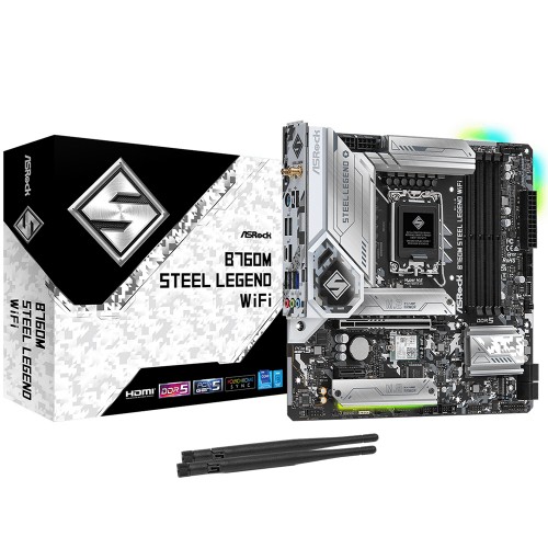 Placa Mãe ASRock B760M Steel Legend WIFI, Chipset B760, Intel LGA 1700, MATX, DDR5, 90-MXBL70-A0UAYZ