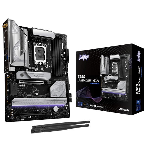 Placa Mãe ASRock B860 LiveMixer WiFi, Chipset B860, Intel LGA 1851, ATX, DDR5