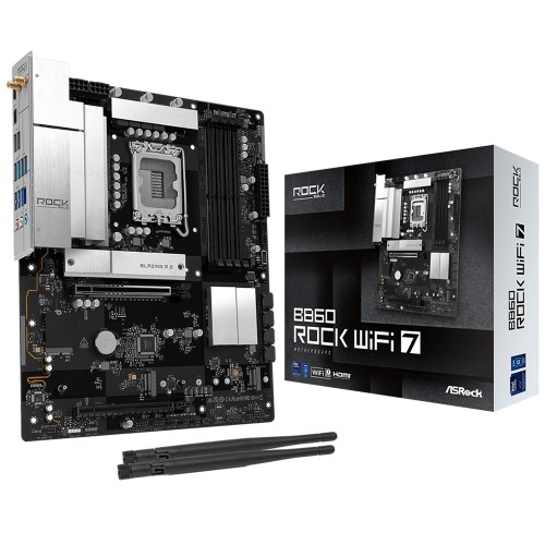 Placa Mãe ASRock B860 Rock WiFi 7, Chipset B860, Intel LGA 1851, ATX, DDR5