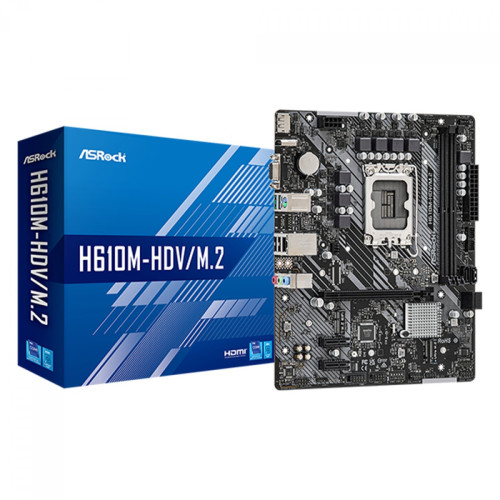 Placa Mãe ASRock H610M-HDV/M.2, Chipset H610, Intel LGA 1700, mATX, DDR4, 90-MXBH60-A0UAYZ