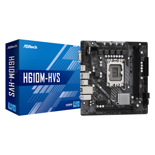 Placa Mãe ASRock H610M-HVS, Chipset H610, Intel LGA 1700, mATX, DDR4