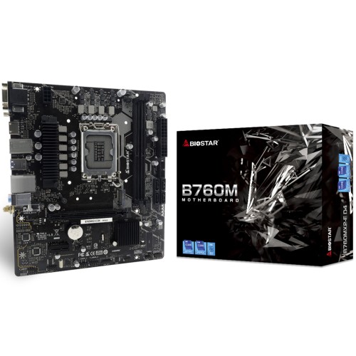 Placa Mãe Biostar B760MX2-E D4, Chipset B760, Intel LGA 1700, MATX, DDR4
