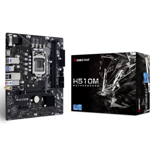 Placa Mãe Biostar H510MH/E 2.0, WIFI, Chipset H510, Intel LGA 1200, mATX, DDR4