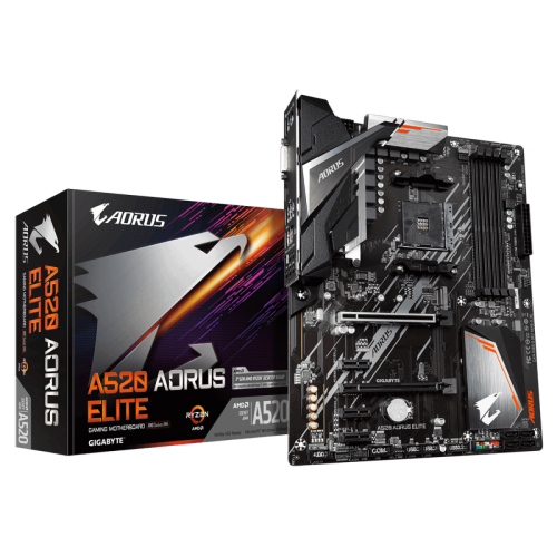 Placa Mãe Gigabyte A520 AORUS Elite, Chipset A520, AMD AM4, ATX, DDR4