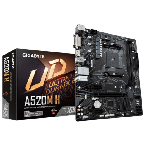 Placa Mãe Gigabyte A520M H, Chipset A520, AMD AM4, mATX, DDR4