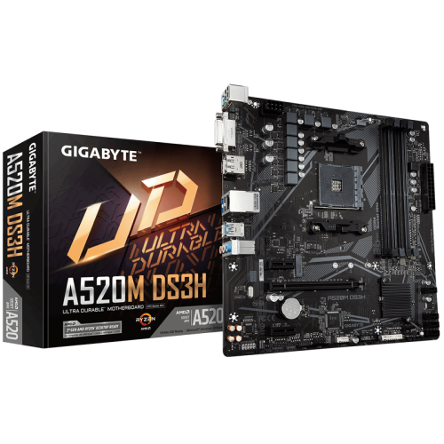 Placa Mãe Gigabyte A520M DS3H, Chipset A520, AMD AM4, mATX, DDR4