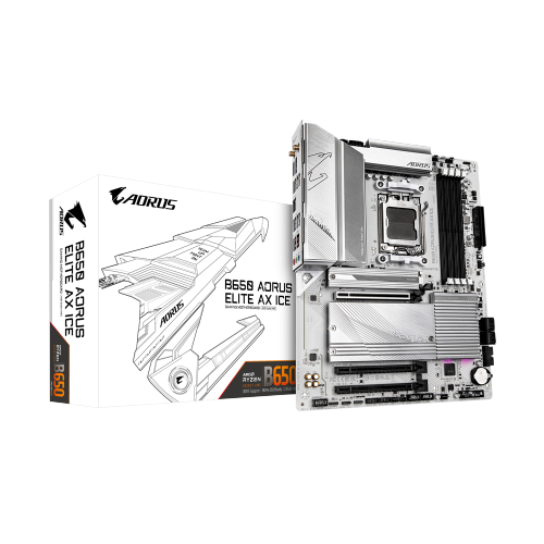 Placa Mãe Gigabyte B650 AORUS ELITE AX ICE, WIFI, Chipset B650, AMD AM5, ATX, DDR5