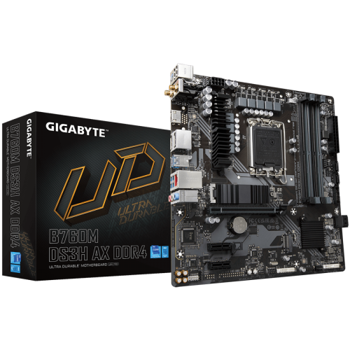 Placa Mãe Gigabyte B760M DS3H AX DDR4, Chipset B760, Intel LGA 1700, mATX, DDR4