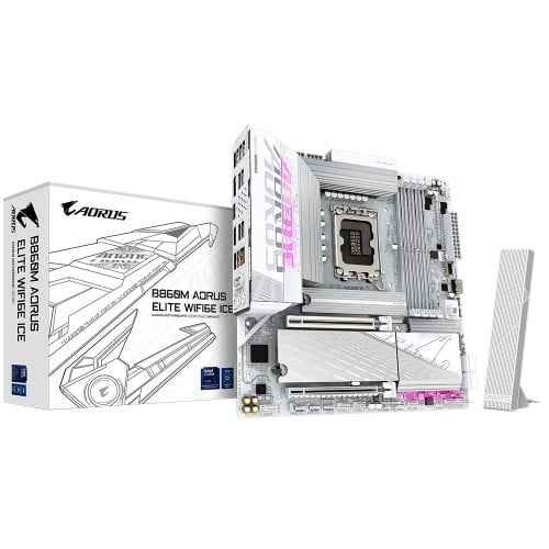 Placa Mãe Gigabyte B860M Aorus Elite WiFi6E ICE, Chipset B860, Intel LGA 1851, mATX, DDR5