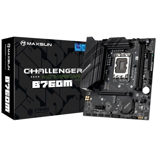 Placa Mãe Maxsun Challenger B760M, Chipset B760, Intel LGA 1700, mATX, DDR4