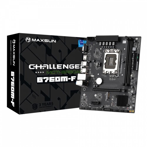 Placa Mãe MAXSUN Challenger B760M-F, Chipset B760, Intel LGA 1700, mATX, DDR4