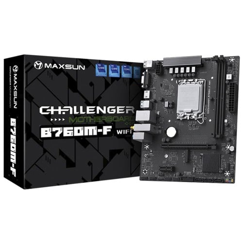 Placa Mãe MAXSUN Challenger B760M-F WiFi, Chipset B760, Intel LGA 1700, mATX, DDR4