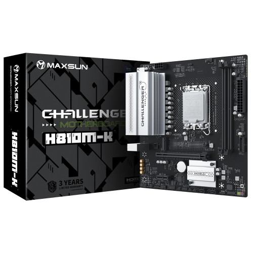 Placa Mãe Maxsun Challenger H810M-K, Chipset H810, Intel LGA 1851, mATX, DDR5