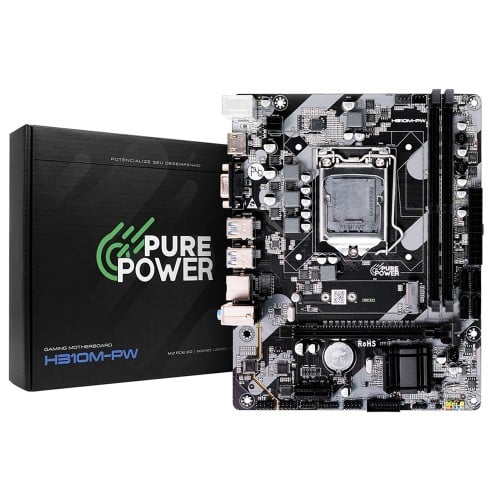 Placa Mãe Pure Power H310M-PW, Chipset H310, Intel LGA 1151, M-ATX, DDR4, PP-MB-I310MD4