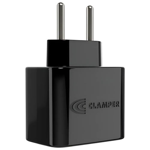 Protetor CLAMPER Pocket LCF, 2 Pinos, 20 Amperes, Bivolt, Preto