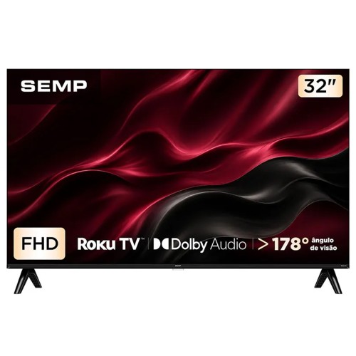 Smart TV SEMP S42R, 32 Pol, Full HD, Roku TV, WI-FI, Preto, 32S42R