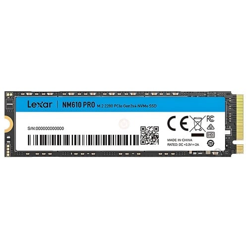 SSD Lexar NM610 Pro, 500GB, M.2 NVMe, leitura De 3000MBs, Gravação 1700MBs, Preto, LNM610P500G-RNNNG - Open Box