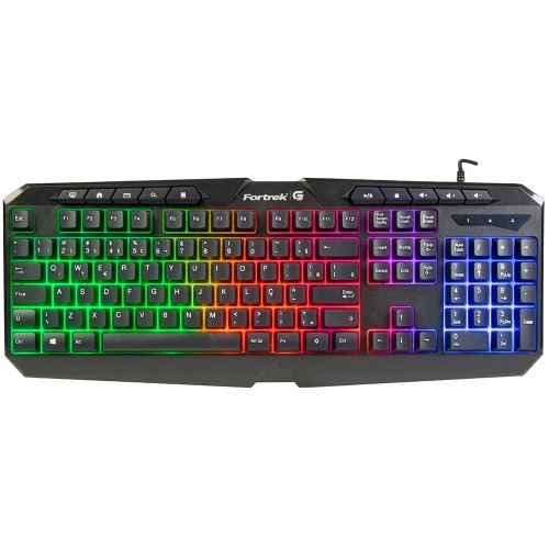 Teclado Gamer Fortrek Spider Black, RGB, Membrana, USB, Full Size, ABNT2, Preto