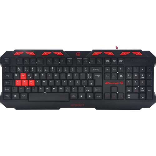 Teclado Gamer Fortrek Spider GK706, ABNT2, Preto/Vermelho