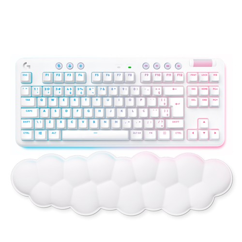 Teclado Gamer Mecânico Logitech G715, Sem Fio, RGB, ABNT, Switch GX Linear Red, Branco, 920-010706
