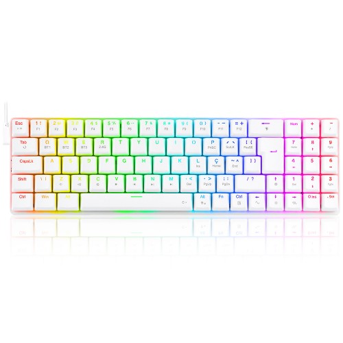 Teclado Gamer Mecânico Redragon Ashe Pro, RGB, Wireless, Switch Brown, ABNT2, White, K626P-KBS-W (PT-BROWN)