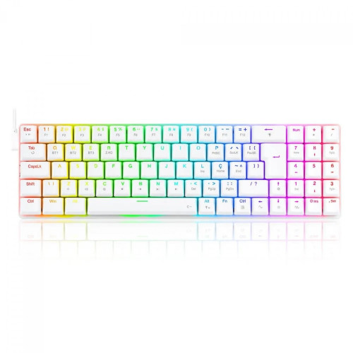 Teclado Gamer Mecânico Redragon Ashe, RGB, Switch Blue, ABNT2, White, K626-KB-W PT-BLUE