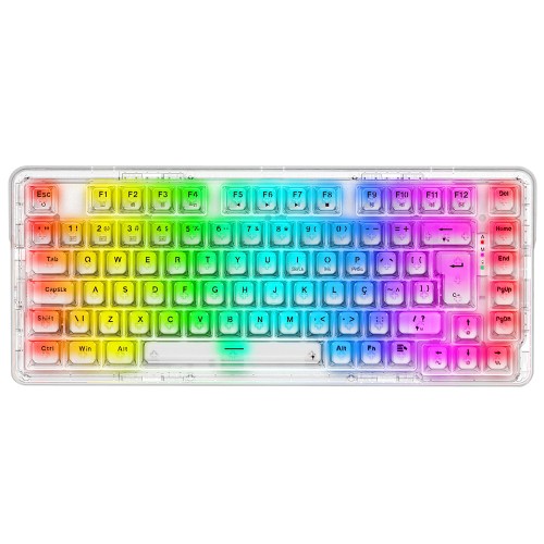 Teclado Gamer Mecânico Redragon ELF Pro, RGB, Wireless, Bluetooth, Switch Crystal, ABNT2, 75%, Transparente, K649CT-RGB-PRO PT