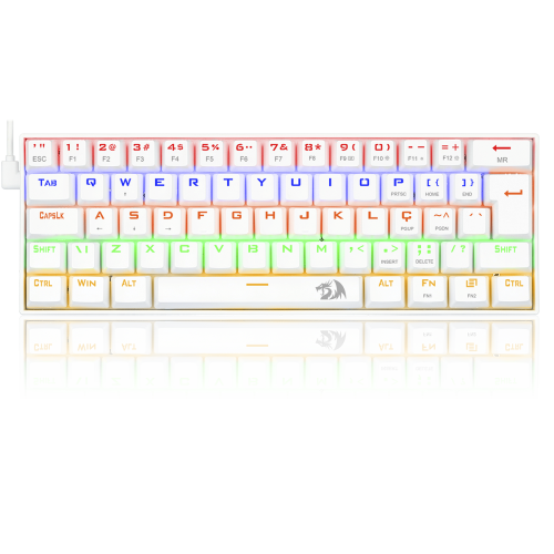 Teclado Gamer Mecânico Redragon Lakshmi Lunar White, Rainbow, Switch Brown, ABNT2, K606W-R