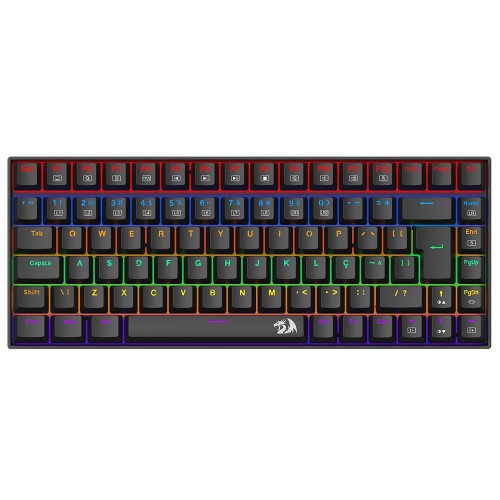 Teclado Gamer Mecânico Redragon Phantom Rainbow, USB, Switch Brown, ABNT2, 75%, Preto, K629-KB (PT-BROWN)